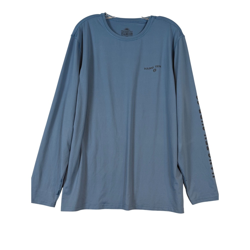 Hang Ten Mens Blue UPF 50+ Long Sleeve Sun Shirt Quick Dry Rash Guard •L• Summer